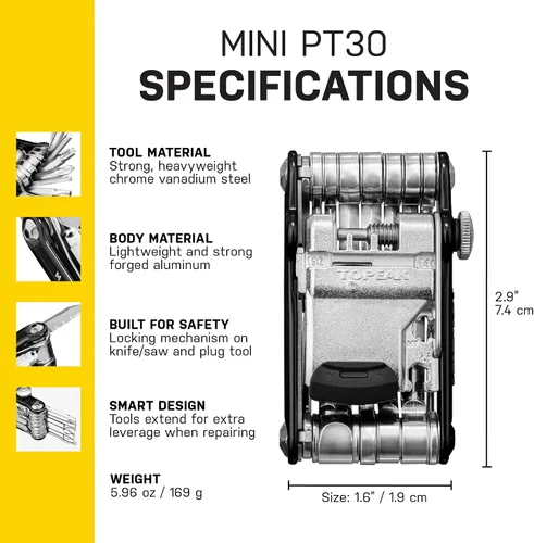 Vista 6 de Topeak Mini PT30 Multiherramienta – Herramienta de reparación de bicicleta