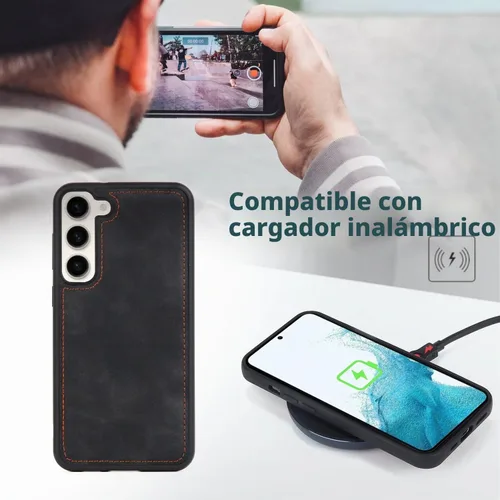 Vista 2 de TwoHead - Funda tipo cartera para Samsung Galaxy S22, 11 tarjeteros, color negro Sueño Negro