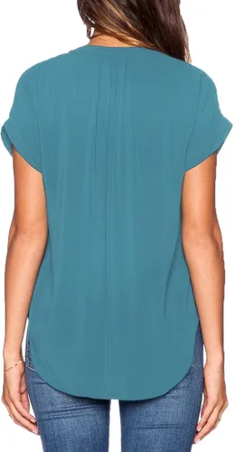 Vista 3 de Camisa Lilbetter de mangas cortas, de gasa, con cuello en V, para mujer