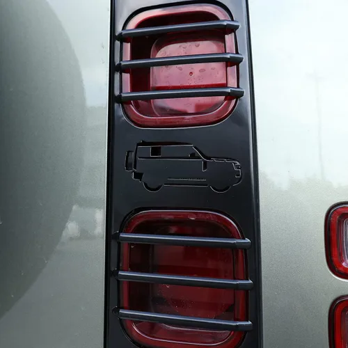 Vista 6 de YIWANG Cubierta de luz trasera negra inoxidable para Land Rover Defender 90 110 2020-2022 (estilo A)
