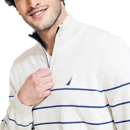 Vista 3 de Nautica Suéter Navtech a rayas con cremallera de un cuarto para hombre