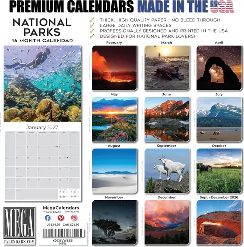 Vista 661 de Calendario de grises africanos 2025 2026 – Planificador mensual de pared de aves africanas – 12 x 18 pulgadas (abierto), calendario de pared