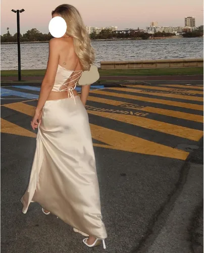 Vista 6 de Conjuntos de falda para mujer, 2 piezas, sin mangas, sin espalda, ombligueras, cintura alta, bodycon, maxi faldas, Y2K, fiesta, club