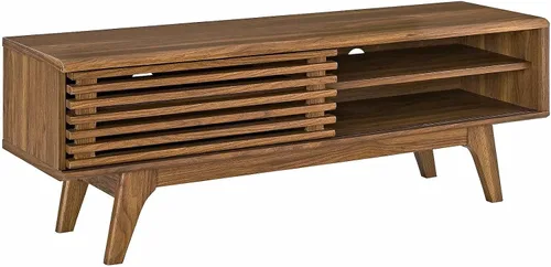 Vista 11 de Mueble para televisor de 48 pulgadas Modway Render, de estilo moderno de mediados de siglo con perfil bajo, color roble