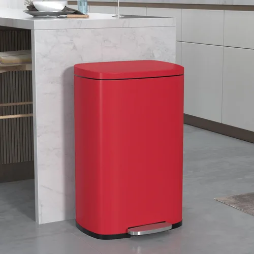 Vista 8 de Basurero de cocina de acero inoxidable de 13 galones con tapa, pedal de pie, cubo de plástico, tapa de cierre suave, resistente a las huellas