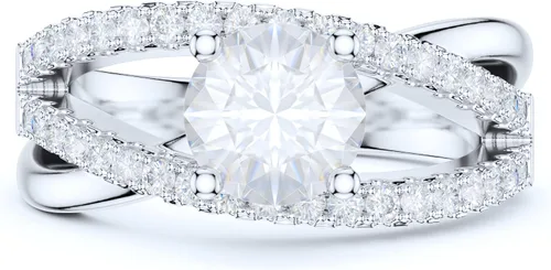 Vista 2 de Sterling Silver Women's Criss Cross Ring with 1CT Simulated Round Diamond or Genuine Moissanite Crossover Infinity Twisted Engagement Ring