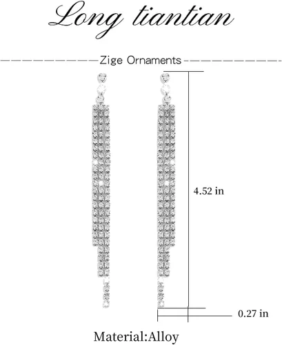 Vista 7 de Aretes de borla para mujer, cadena de discoteca, aretes colgantes para boda, dama de honor, para fiesta