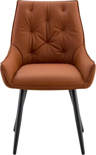 Vista 5 de Set of 2 Modern Minimalist Style Faux Leather Dining Room Chair,Elegant Refined Side Chair,Sturdy Structure Conversation Chair with Black Sanded