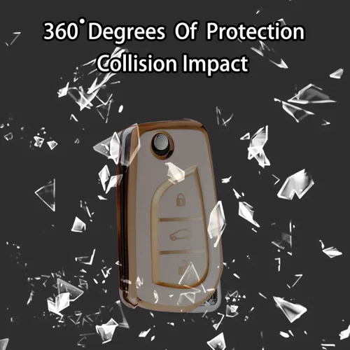 Vista 6 de Compatible con funda para llavero Toyota con patrón dorado, TPU suave, protección de 360 grados, para llave inteligente Fortuner Tundra Camry RAV4