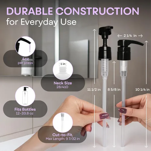 Vista 3 de Bomba dispensadora universal, perfecta para champú y acondicionador de 1 litro (33.8 onzas), se adapta a la mayoría de botellas o cualquier botella