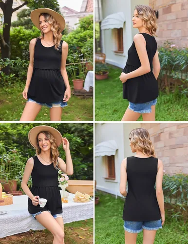 Vista 3 de Ekouaer Camisetas sin mangas de lactancia para mujer, paquete de 3