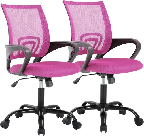 Vista 14 de PayLessHere Silla de Oficina para Computadora Ergonómica Económica Silla de Escritorio Ajustable Cómoda de Respaldo Medio de Trabajo con Ruedas