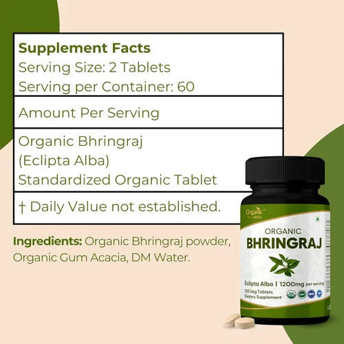 Vista 6 de ORGANIC SPREE Bhringraj 120 tabletas – Eclipta alba – 60 días de suministro – Apoya la nutrición del cabello, crecimiento saludable del cabello