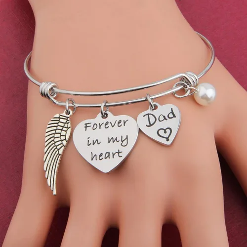 Vista 5 de bobauna Pulsera conmemorativa para siempre en mi corazón, regalo de condolencias para un ser querido