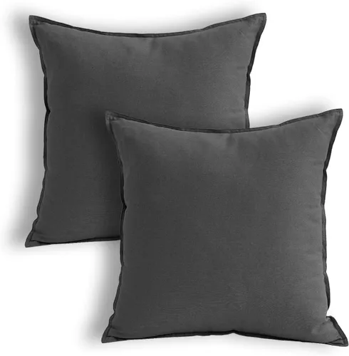 Vista 25 de Jeanerlor Funda de almohada decorativa de lino y algodón sólido de 18 x 18 pulgadas con cremallera, funda de cojín europea, funda de almohada