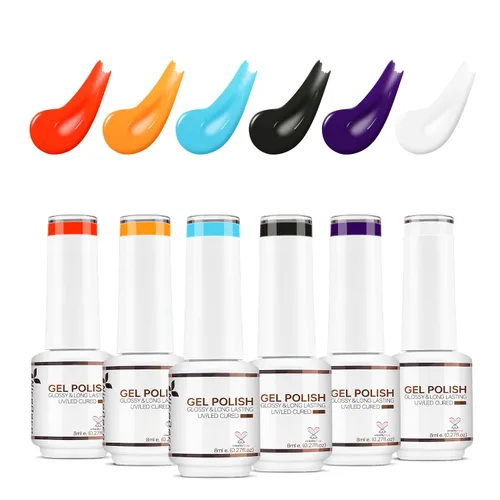 Vista 11 de Nicedeco Esmalte de uñas de gel sin hema, 6 colores, sin crueldad, vegano, rojo, borgoña, rojo, brillante, esmalte de uñas en gel para manicura