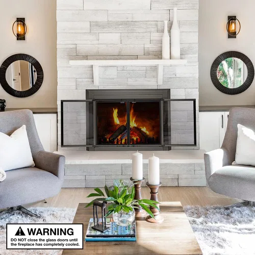 Vista 6 de UniFlame - Logan - Puertas de chimenea estilo gabinete con vidrio templado ahumado