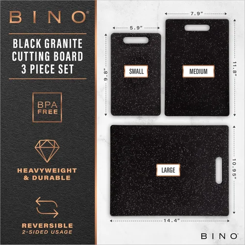 Vista 2 de BINO - Tabla de cortar de 3 piezas Plástico libre de BPA, duradero, multiusos, de doble cara, apto para lavavajillas, fácil de limpiar