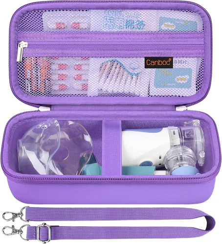 Vista 11 de Canboc Estuche de viaje para nebulizador inhalador portátil de mano, nebulizador de compresión para el hogar para adultos y niños, bolsillo de malla
