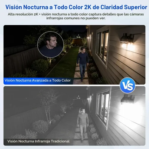 Vista 5 de 4 Pack Solar Security Cameras Wireless Outdoor, 2K WiFi Camera System with 64GB Local Storage, 360° Home Coverage, Color Night Vision, Human