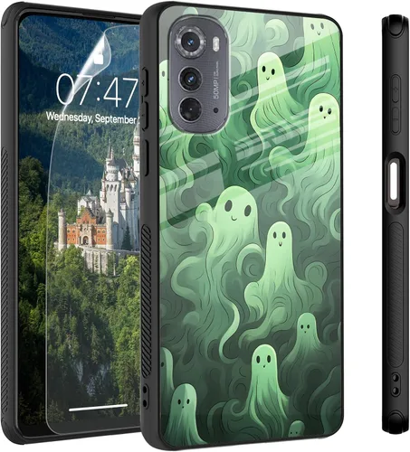Vista 63 de Funda para Motorola Moto Edge 2022, cubierta trasera de vidrio templado con protector de pantalla, funda protectora a prueba de golpes para Motorola