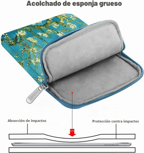 Vista 4 de MoKo 9-11 pulgadas Tablet Sleeve Bag Acolchado Protetivo Estuche de flor (Apricot flower)