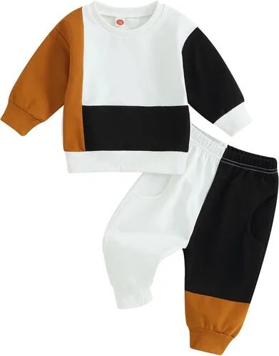 Vista 14 de Thorn Tree Conjunto de sudadera de manga larga para niños pequeños, 2 piezas, para otoño e invierno Conjunto de manga azul y blanco