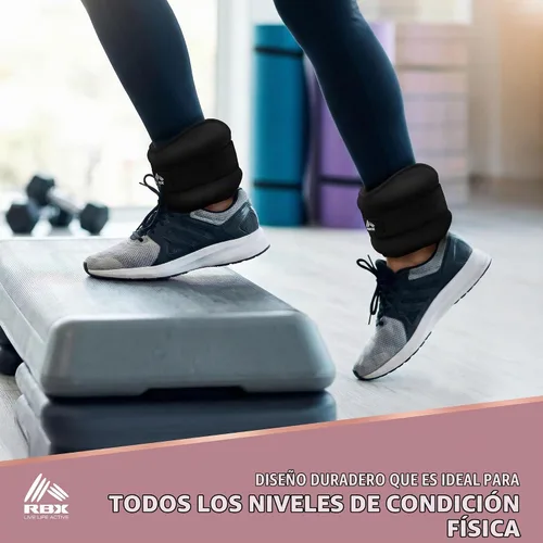 Vista 5 de RBX Juego de pesas para muñeca y tobillo, ajuste cómodo ajustable para entrenamiento y tonificación Negro