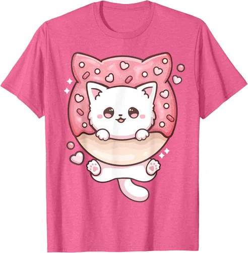 Vista 28 de Camiseta Kawaii Cat Donut Anime Lover Otaku, Negro