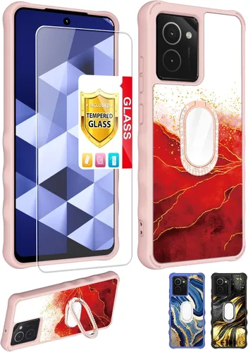 Vista 55 de Aroepurt Boost Mobile Celero 5G SC 2024 - Funda compatible con Boost Celero5G SC con protector de pantalla de vidrio templado, protección de grosor