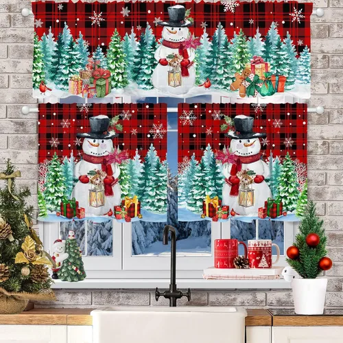 Vista 12 de Cortinas de Navidad de Hexagram para sala de estar, cortinas de árbol de Navidad de 63 pulgadas de largo para sala de estar juego de 2 paneles Negro