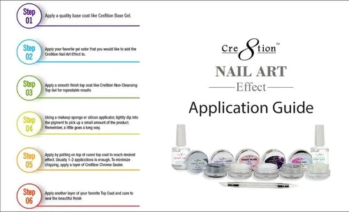 Vista 7 de Cre8tion - Polvo mágico de uñas cromado y perla blanca para arte de uñas, purpurina cromada en polvo brillante, uso profesional en salones