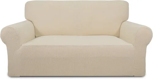 Vista 39 de PureFit Funda elástica para sofá biplaza, funda de sofá suave y antideslizante de jacquard de elastano, protector de muebles lavable con espuma