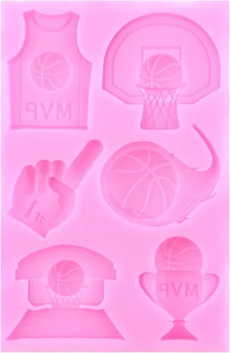 Vista 6 de Mujiang Moldes de silicona para baloncesto Deportes Tema Fondant Moldes Set Estilo a