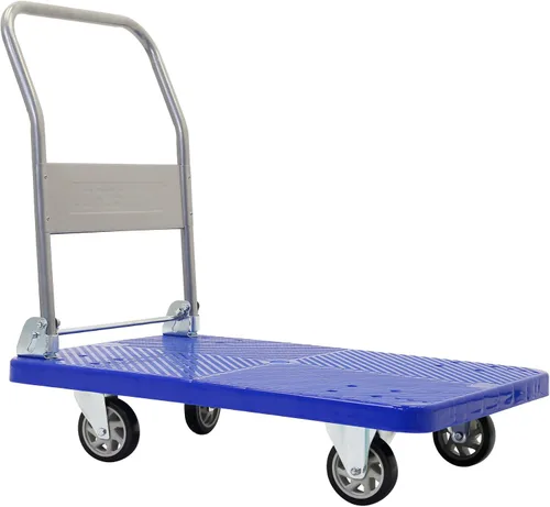 Vista 6 de JORESTECH Carro de plataforma Dolly Warehouse Moving Push Hand Truck (rueda de goma de 2 pisos de 330 libras)