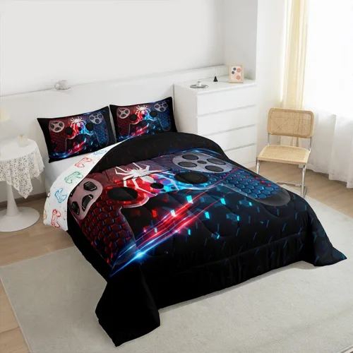 Vista 43 de Erosebridal Juego de edredón de hojas de cannabis, juego de ropa de cama de marihuana con estampado colorido de plantas, decoración bohemia de 2