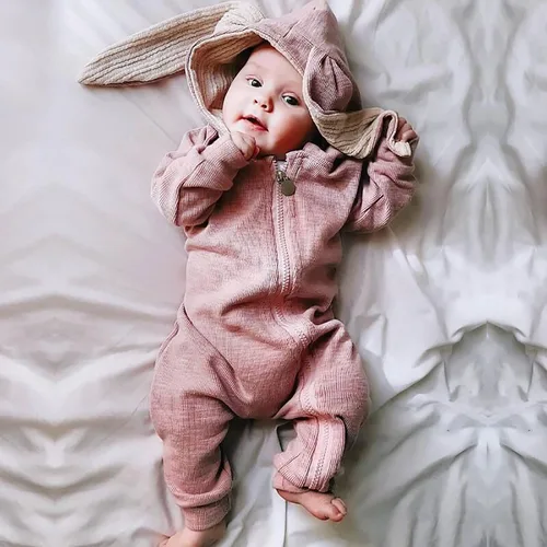 Vista 2 de Enterizo con capucha de dinosaurio para bebé niño y niña, conjunto de traje de gateo de conejo