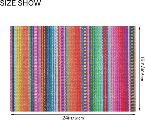 Vista 3 de YETTASBIN Juego de 2 alfombras de baño con diseño de rayas mexicanas, antideslizantes, de secado rápido, alfombra de ducha de felpa extrasuave
