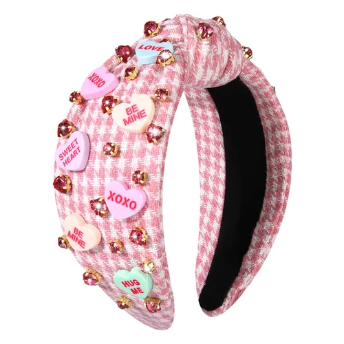Vista 11 de mokkia Diademas de corazón para el día de San Valentín para mujer, accesorios para el día de San Valentín, diadema anudada con corazón con cuentas
