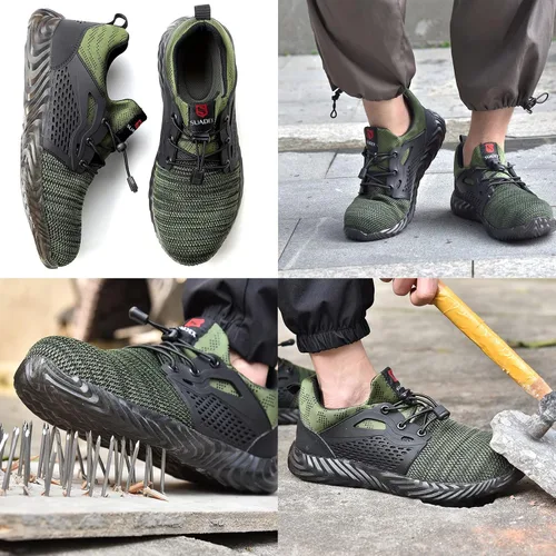 Vista 46 de SUADEX Zapatos deportivos con punta de acero para hombres y mujeres, indestructibles, ligeros, cómodos, antideslizantes, puntera compuesta