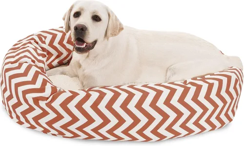 Vista 23 de Cama para perro de 24 pulgadas, color negro Chevron Sherpa Bagel