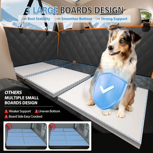 Vista 3 de Funda de asiento trasero para perro, hamaca para perro de fondo duro para automóvil, impermeable, suave, extensor de cama de viaje, soporta 400