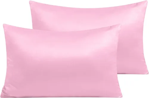 Vista 12 de NTBAY Fundas de almohada de satén con cremallera para cabello y piel, juego de 2 fundas de almohada estándar de lujo con cremallera oculta, 20 x 26