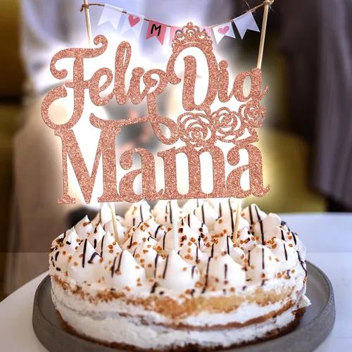 Vista 4 de Feliz Dia Mama - Decoración para tartas, decoración de pastel con la mejor mamá del mundo de España, suministros de fiesta para el día de la madre