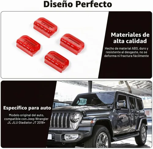 Vista 6 de RT-TCZ - Cubierta decorativa para interruptor de botón de ventana de consola central, accesorios interiores compatibles con Jeep Wrangler JL JLU