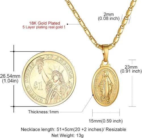 Vista 7 de GOLDCHIC JEWELRY Cruz personalizada INRI CrucifijoMiraculous Virgin Mary colgante con cadena joyería de Christain para mujeres y hombres oro de 18