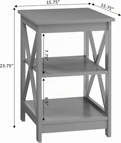 Vista 3 de Convenience Concepts Oxford Mesa Auxiliar 15.75" - Mesa Moderna de Sala de Estar con Estantes de Almacenamiento, Mesa Auxiliar de Noche Transicional