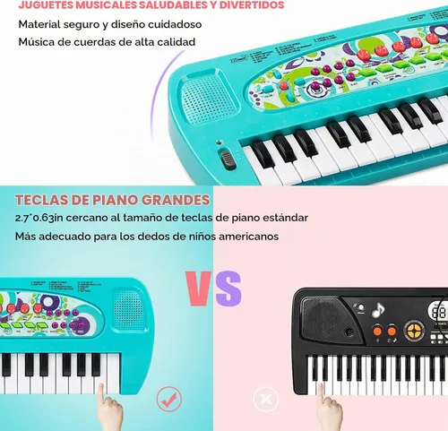 Vista 2 de Raimy Mini teclado Piano 32 teclas Azul