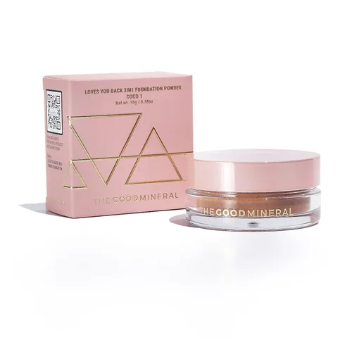 Vista 14 de The Good Mineral Loves-You-Back Base de maquillaje mineral en polvo 3 en 1 (CARAMEL 3) Diseñada para pieles sensibles y propensas al acné para una