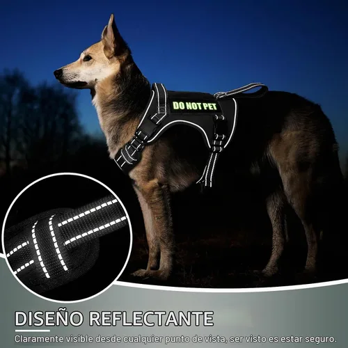 Vista 6 de WINSEE Arnés táctico para perro, arnés sin tirones para perros medianos y grandes con asa y Molle, arnés de servicio militar para perros pequeños